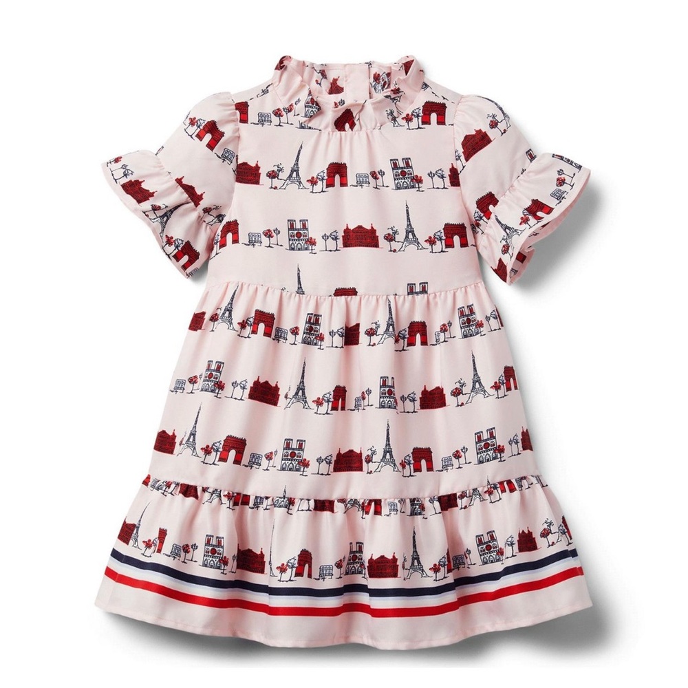 Janie and Jack Pink Dress with Paris Design